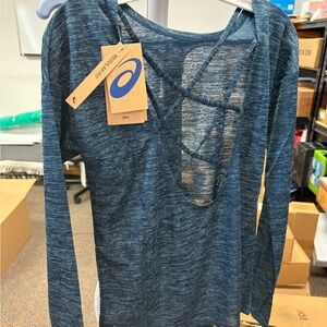 Asics Teal Long Sleeve Top with Back Straps